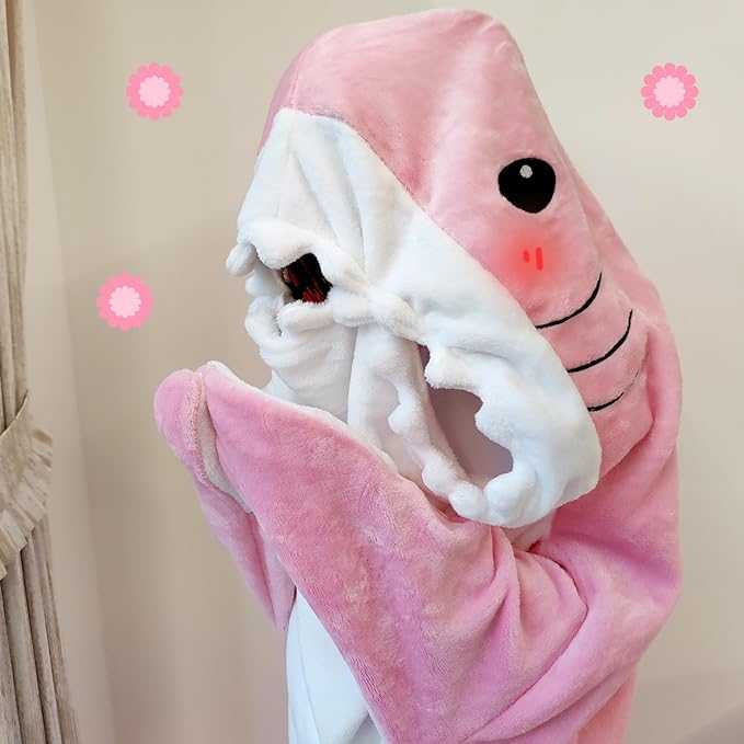  Shark Hoodie Battaniye pembe