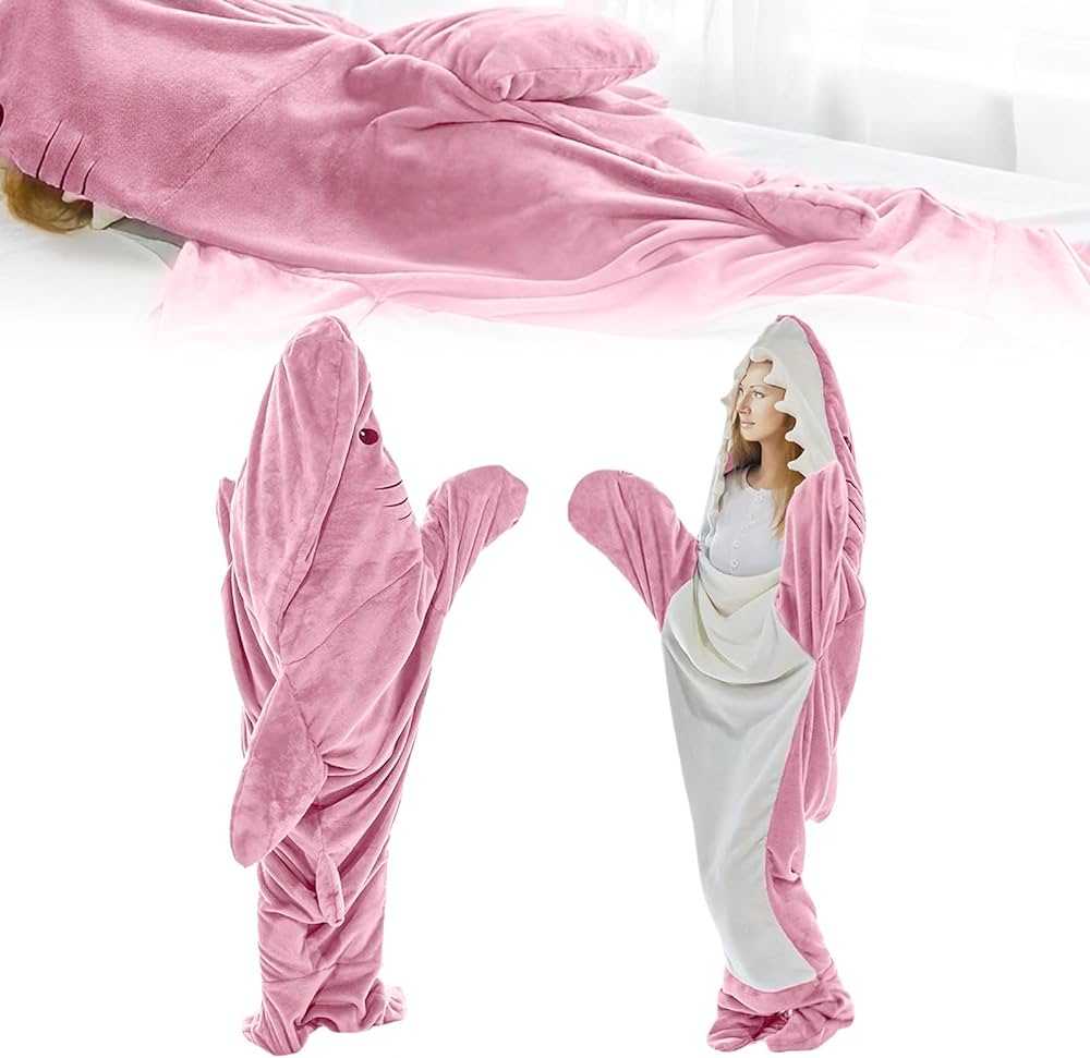  Shark Hoodie Battaniye pembe